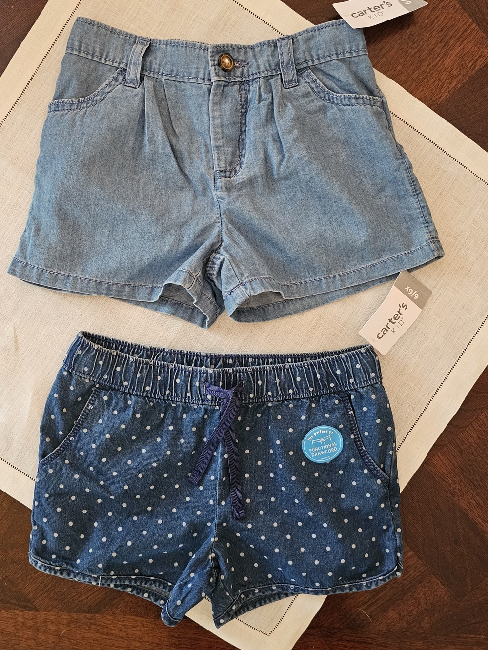 Carter's Girls Denim Shorts Lot of 2 NWT Size 6/6x Pull On
